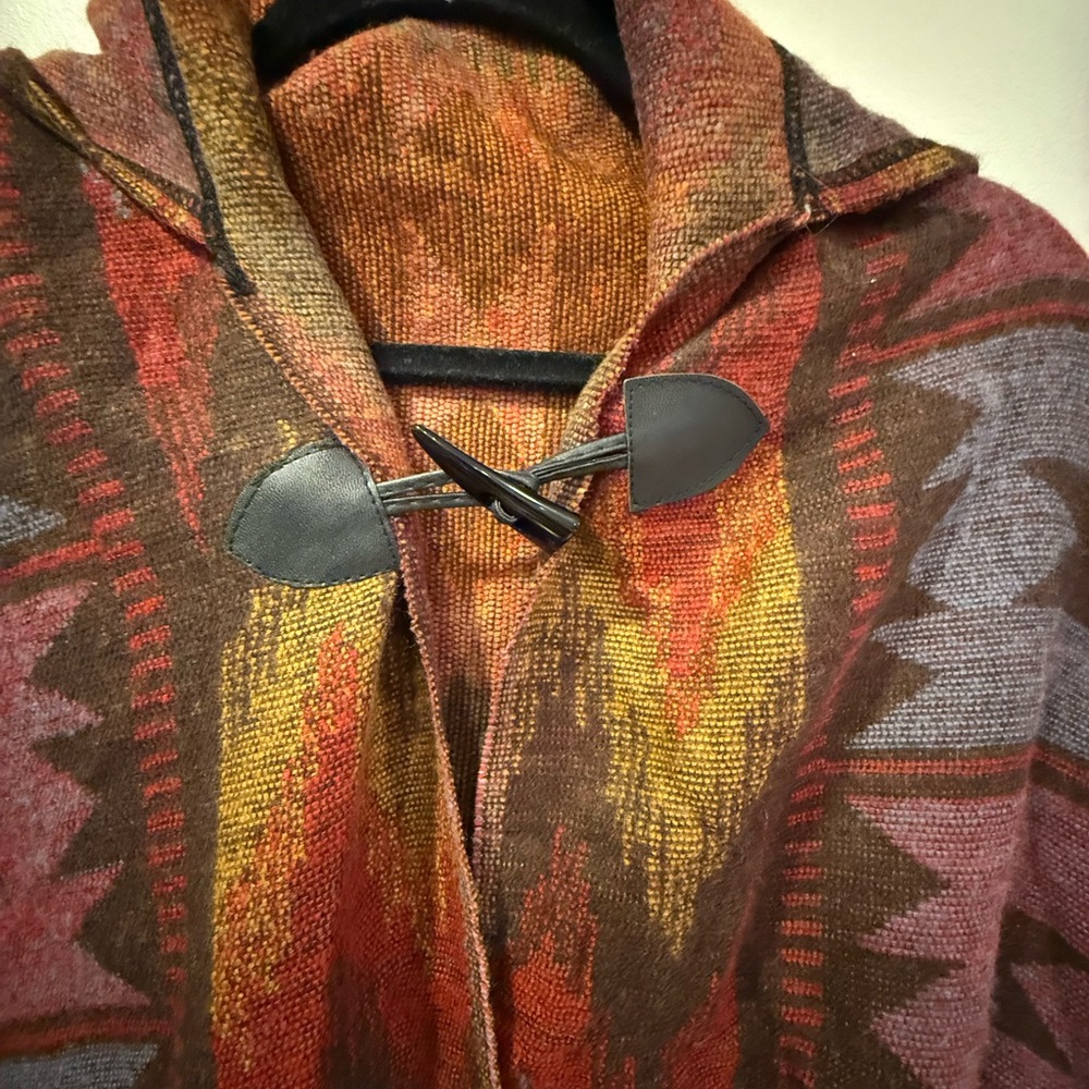 Colorful Aztec Patterned Poncho - Picture 2 of 3